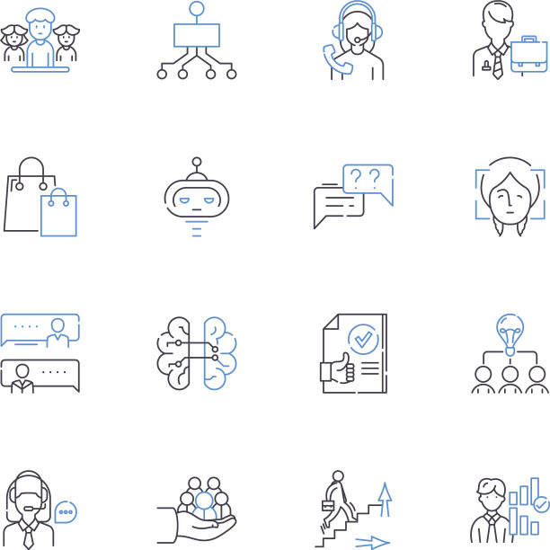 人才战略线性图标合集招聘图片下载