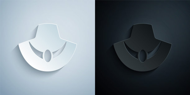 剪纸项链对人体模型图标隔离在灰色和黑色的背景。纸艺风格。向量图片下载