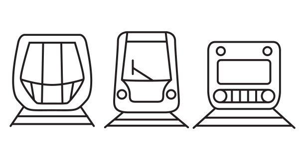 地铁图标。地铁机车前视图。电动列车外形。图片下载