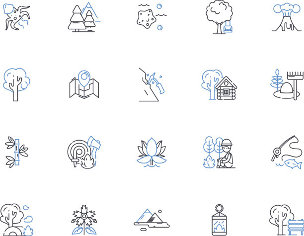 繁茂的植物线图标集合茂盛图片下载