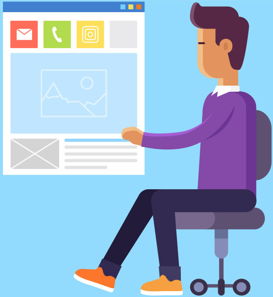 男子分享在社交媒体使用照片库应用程序。手机应用和网络符号图片下载