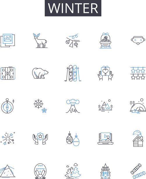 冬季线条图标收集霜冻寒冷图片下载