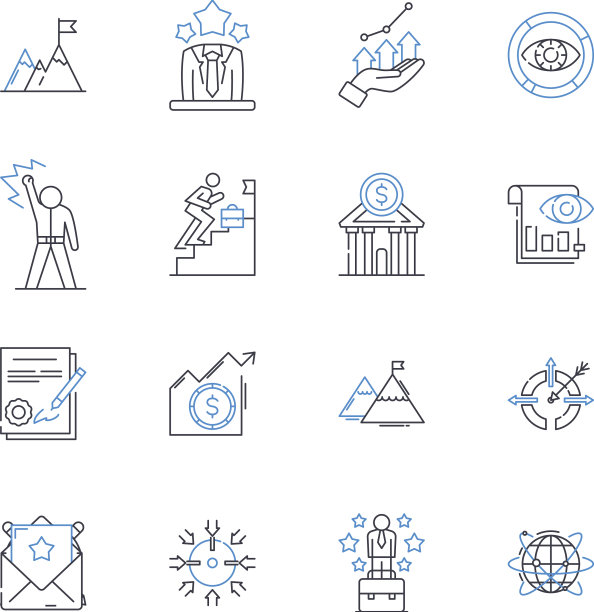 电子商务模型线图标在线收集图片下载