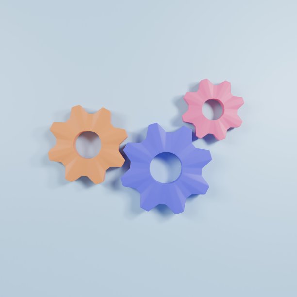 齿轮齿轮，设定符号。修复，优化，工作流程概念图标卡通蓝色背景。3d渲染图图片下载