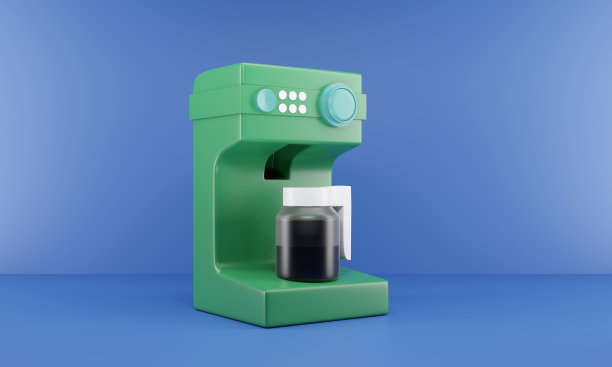咖啡机。咖啡店3D渲染。咖啡机的数码插图图片下载