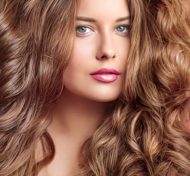 发型，美容和头发护理，美丽的女人与自然的棕色长发，魅力画像为美发沙龙和头发护理图片下载