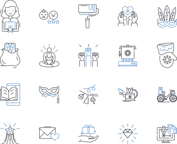 享受线图标收集有趣的笑声图片下载