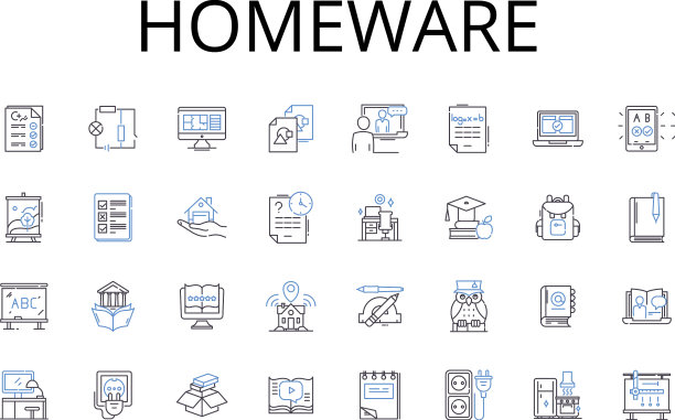 家居用品线图标收集炊具图片下载