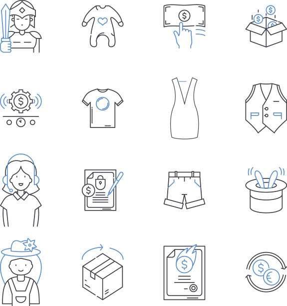 服装生产线图标收集剪裁图片下载