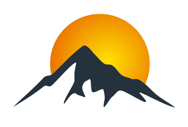 岩石山矢量标志模板图片下载