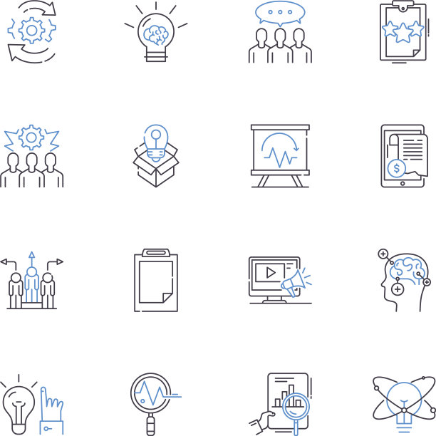 头脑风暴映射线图标集合图片下载