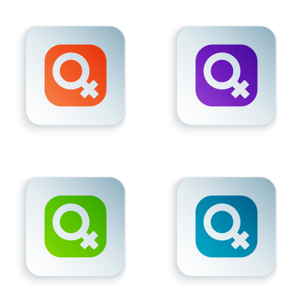 彩色女性性别符号图标孤立在白色上图片下载