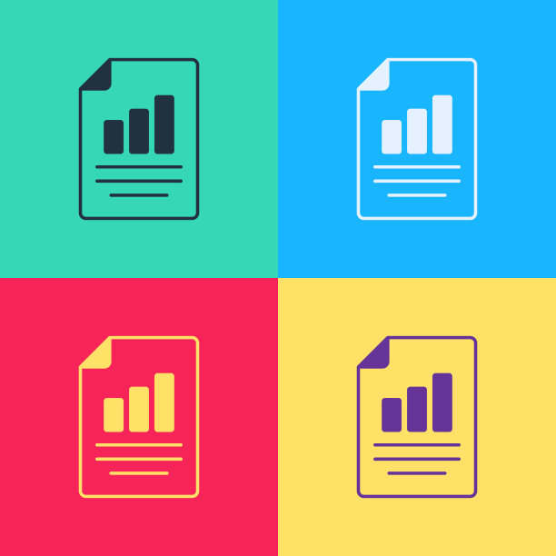 带有图表图标的流行艺术文档图片下载