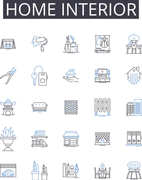 居家室内线条图标集合办公空间图片下载