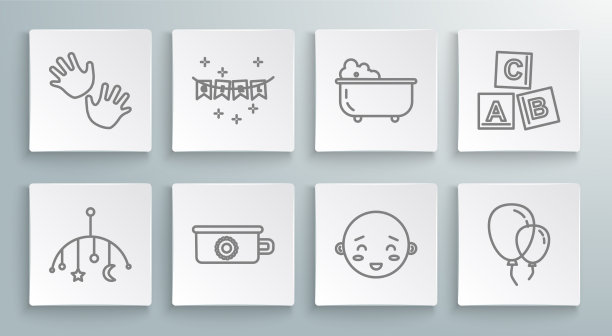 设线婴儿床挂玩具嘉年华花环图片下载