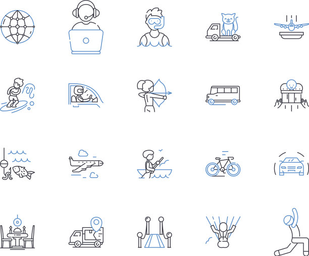 快乐的爱好线图标收集跳舞图片下载