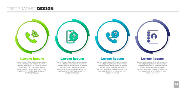 设置电话24小时支持，和地址簿。业务信息图表模板。向量图片下载