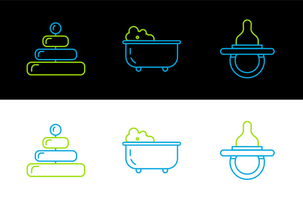设置线婴儿奶嘴金字塔玩具和奶嘴图片下载