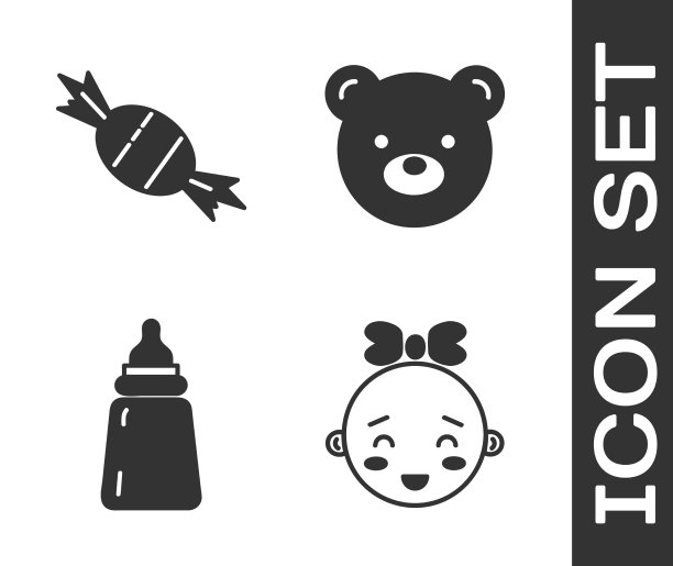 设快乐小女孩头糖果奶瓶和图片下载