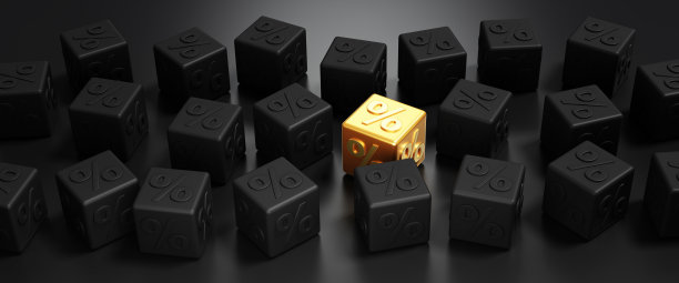 黑色和金色的骰子与百分比符号图片下载