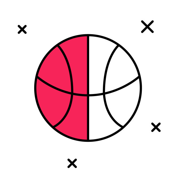 填充轮廓篮球图标孤立的白色背景。运动的象征。向量图片下载