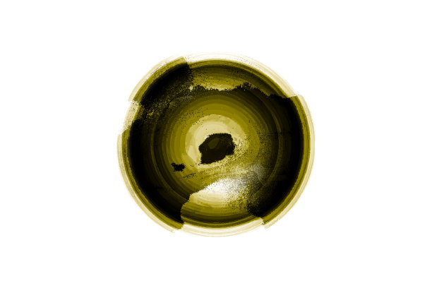 摘要图形显示模拟黑色和金色圆形符号分解粒子层在一个白色的背景。图片下载