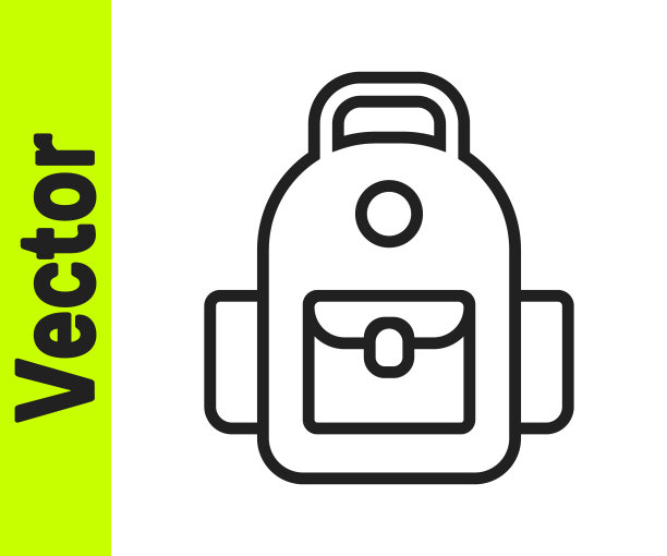 黑线学校背包图标孤立在白色背景。向量图片下载