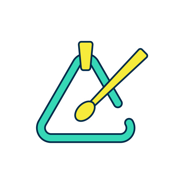 填充轮廓三角形乐器图标孤立的白色背景。向量图片下载