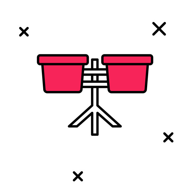 填充轮廓邦戈鼓图标孤立的白色背景。乐器符号。向量图片下载
