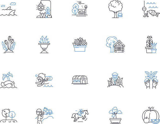 生境线图标收集森林海洋图片下载