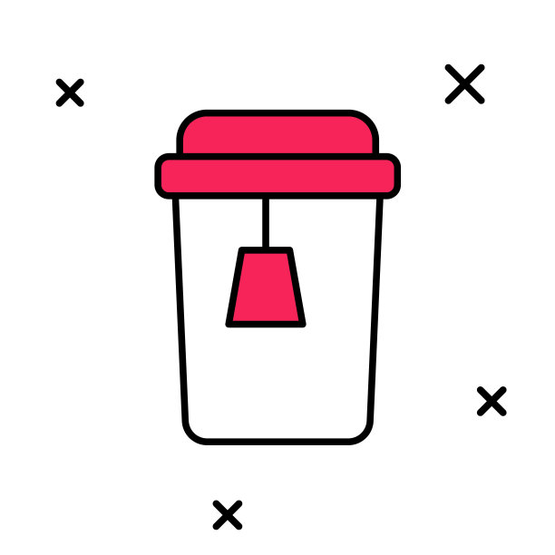 填充轮廓杯茶图标孤立的白色背景。向量图片下载