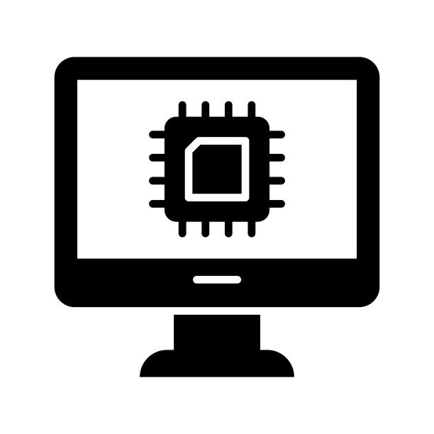 现代风格的计算机处理器图标孤立在白色背景上图片下载