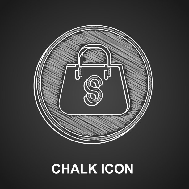 粉笔购物袋与铭文销售图标图片下载