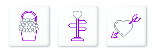 设置线的爱情符号与心和箭图片下载