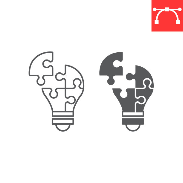 灯泡拼图片线和字形图标图片下载