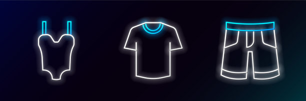 设置线短或裤泳装和t恤图标图片下载