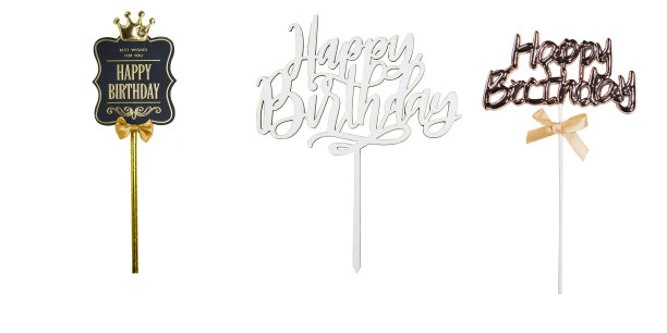 不同的装饰精美的生日祝福文字孤立在白色上图片下载