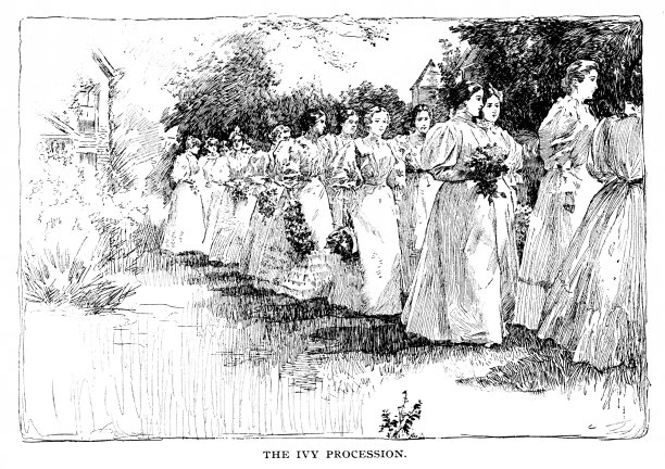 1897年，美国马萨诸塞州北安普顿的史密斯学院常春藤节传统图片下载