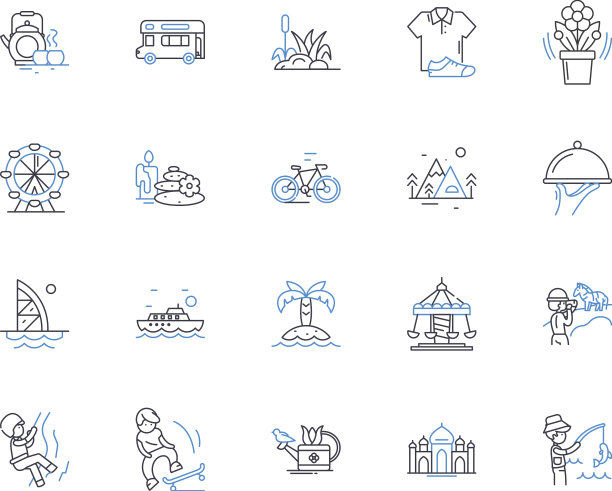 自然游览线路图标收集徒步旅行图片下载