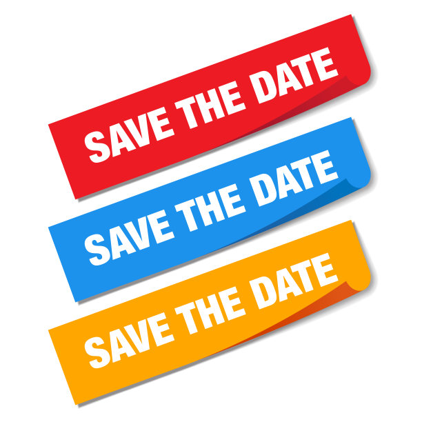 保存日期贴纸隔离在白色背景上图片下载