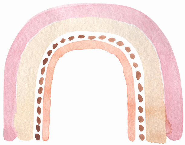 水彩粉色波西米亚彩虹插图，精致的彩虹剪贴画，卡片印刷，儿童艺术，婴儿淋浴，彩虹海报，剪贴簿剪贴画图片下载