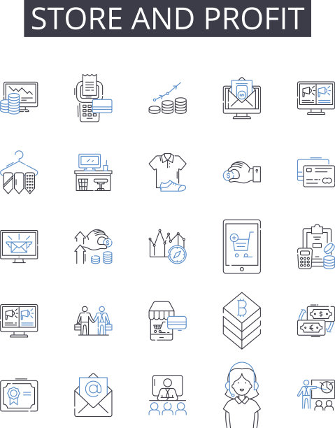 商店和利润线图标收集钉子图片下载