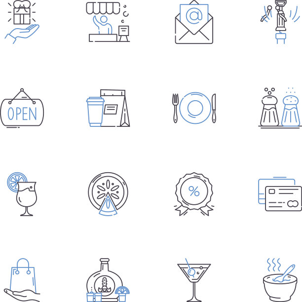 美食家餐饮线图标收藏精美图片下载