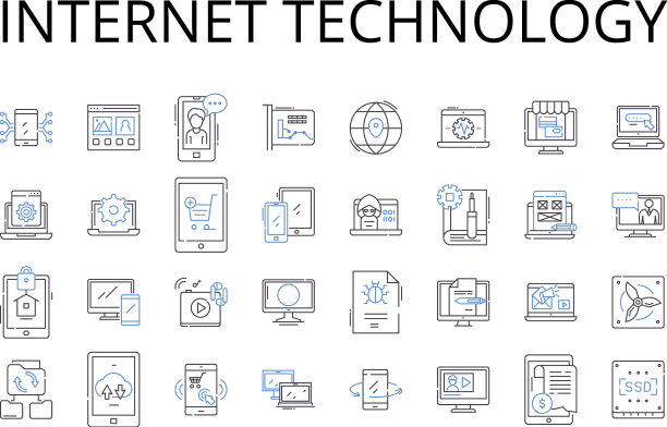 互联网技术线图标集合图片下载