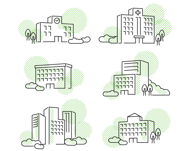 城市景观插图网点图案绿色图片下载