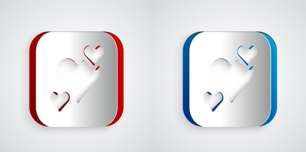 剪纸心脏图标孤立的灰色背景图片下载