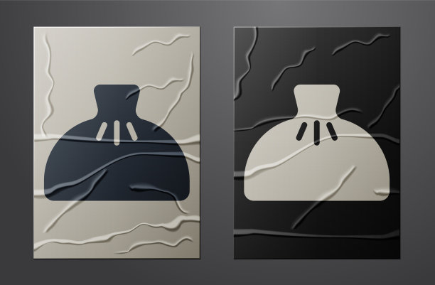 白色的饺子图标孤立在皱巴巴的纸上图片下载