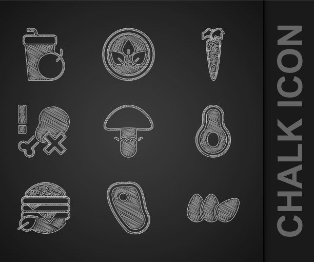 设定蘑菇牛排肉鸡肉鸡蛋牛油果图片下载