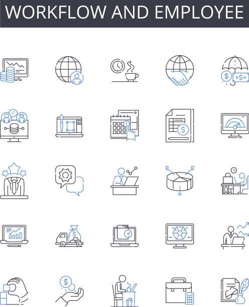 工作流和员工线图标收集台图片下载