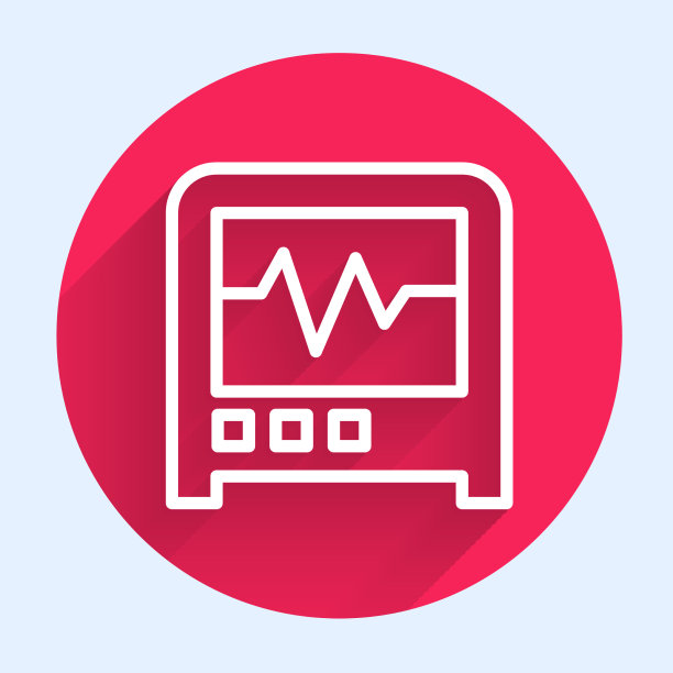 白线地震仪图标与长隔离图片下载